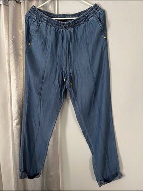Ellen Tracy Relaxed Drawstring Jeans - Denim Blue